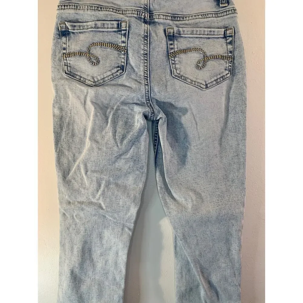 JUSTICE Girl’s Snap Button High Rise Distressed Jeggings / Size: 12